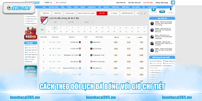 Cách theo dõi lịch đá bóng với giờ chi tiết